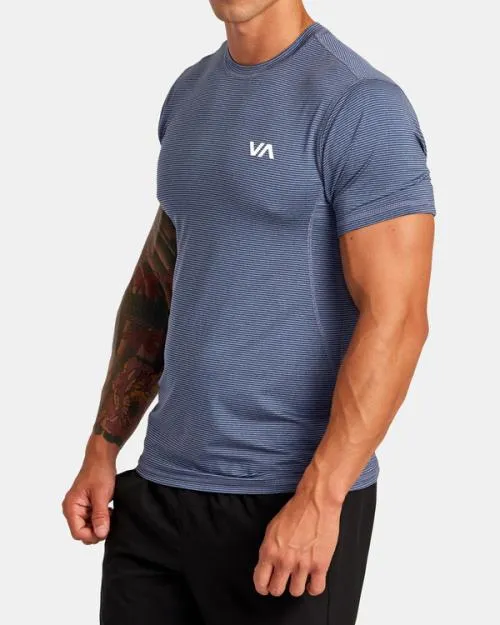 Rvca Sport Vent Stripe Technical Short Sleeve Top Army Blue SportMen Short Sleeves
