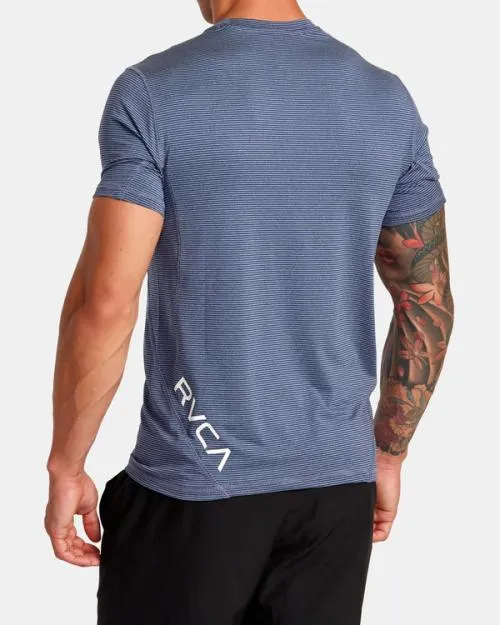 Rvca Sport Vent Stripe Technical Short Sleeve Top Army Blue SportMen Short Sleeves