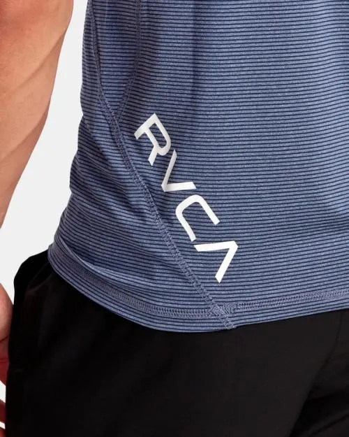 Rvca Sport Vent Stripe Technical Short Sleeve Top Army Blue SportMen Short Sleeves