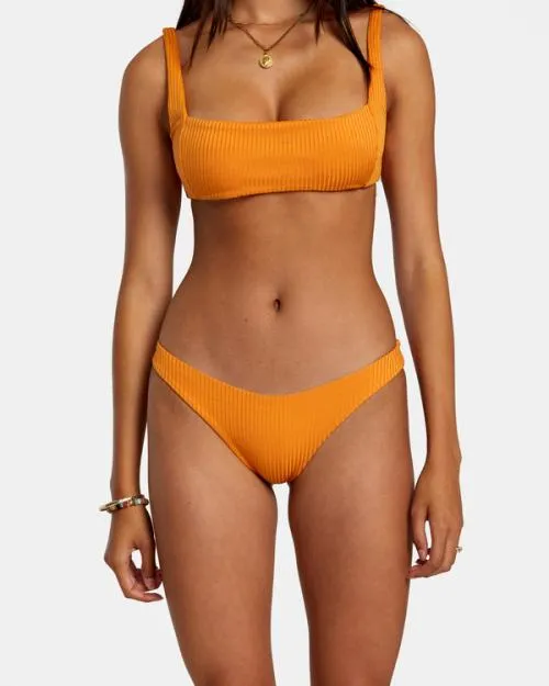Rvca Tangerine Shimmer Cheeky Bikini Bottoms Tangerine Women Bikini Bottoms
