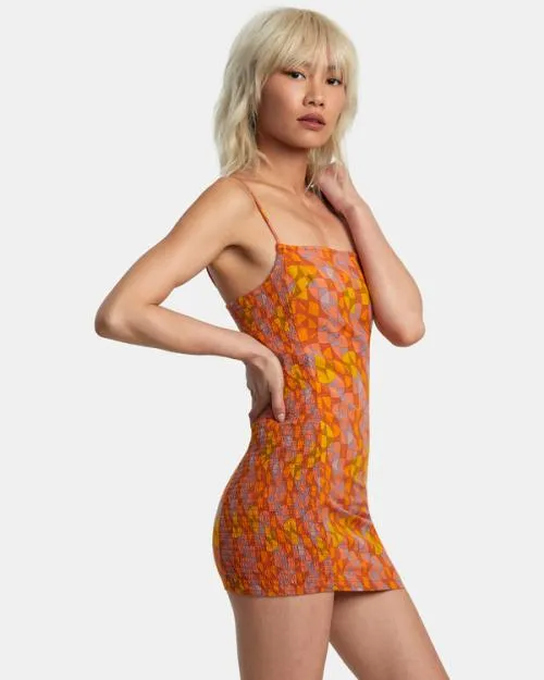 Rvca United Bodycon Dress Sandlewood Women Dresses and Rompers