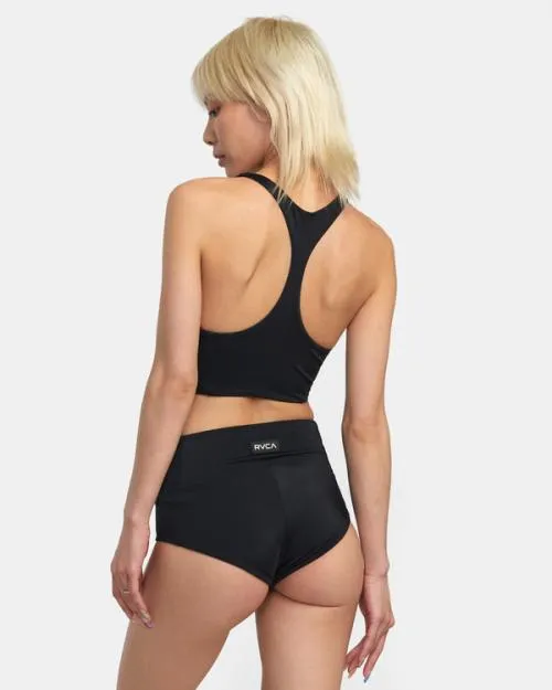 Rvca VA Essential Solid High Neck Racerback Swim Top Black SportWomen Bikini Tops