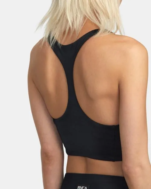 Rvca VA Essential Solid High Neck Racerback Swim Top Black SportWomen Bikini Tops