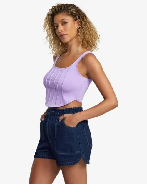 Rvca Venice Denim Shorts Washed Blue Women Denim