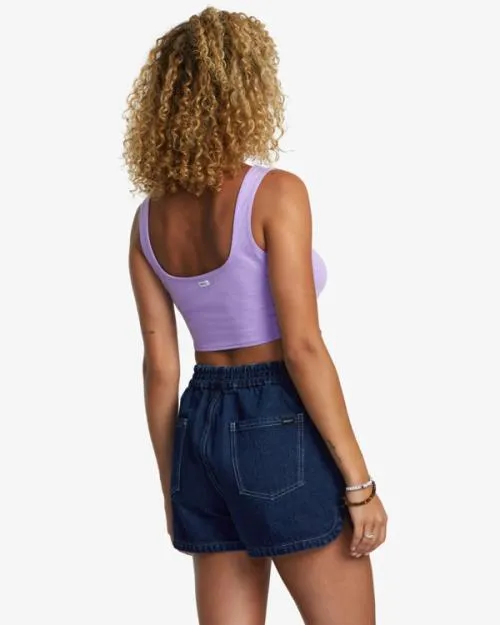 Rvca Venice Denim Shorts Washed Blue Women Denim