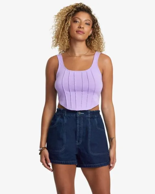 Rvca Venice Denim Shorts Washed Blue Women Denim