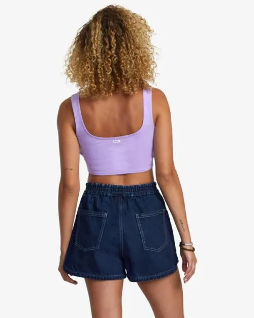 Rvca Venice Denim Shorts Washed Blue Women Denim