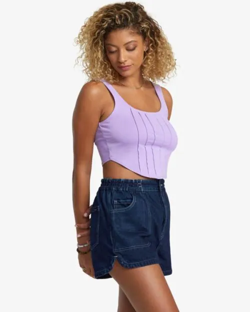 Rvca Venice Denim Shorts Washed Blue Women Denim