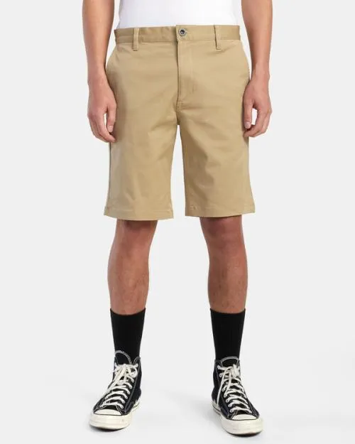 Rvca Weekend Stretch Chino Shorts 20034 Khaki Men Shorts and Hybrids