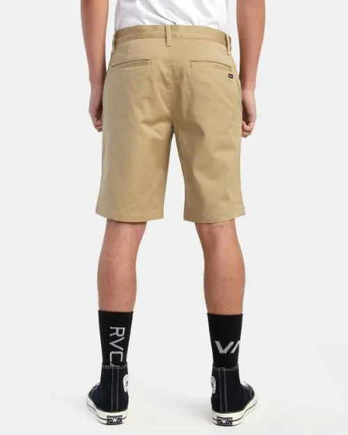 Rvca Weekend Stretch Chino Shorts 20034 Khaki Men Shorts and Hybrids