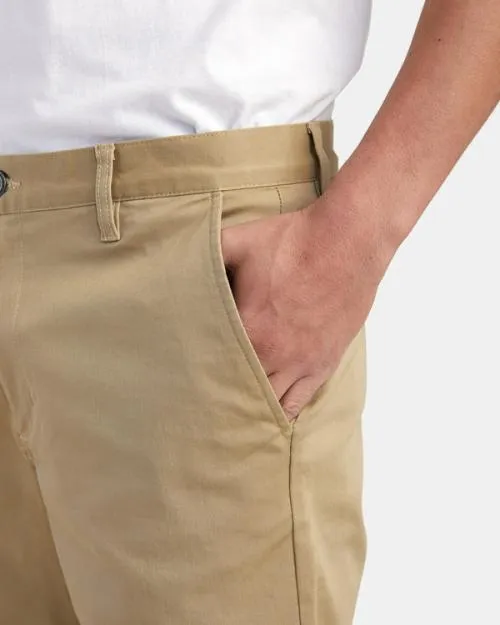 Rvca Weekend Stretch Chino Shorts 20034 Khaki Men Shorts and Hybrids