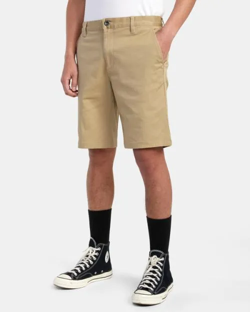 Rvca Weekend Stretch Chino Shorts 20034 Khaki Men Shorts and Hybrids