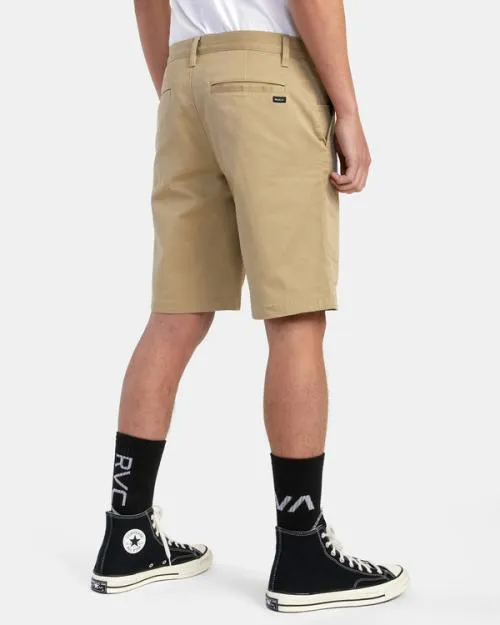 Rvca Weekend Stretch Chino Shorts 20034 Khaki Men Shorts and Hybrids