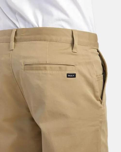 Rvca Weekend Stretch Chino Shorts 20034 Khaki Men Shorts and Hybrids