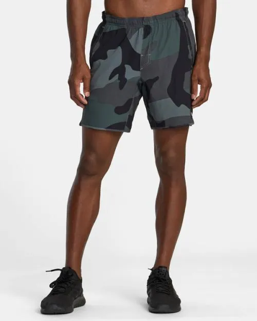 Rvca Yogger Stretch Elastic Waist Shorts 17034 Big Camo Men Athletic Shorts