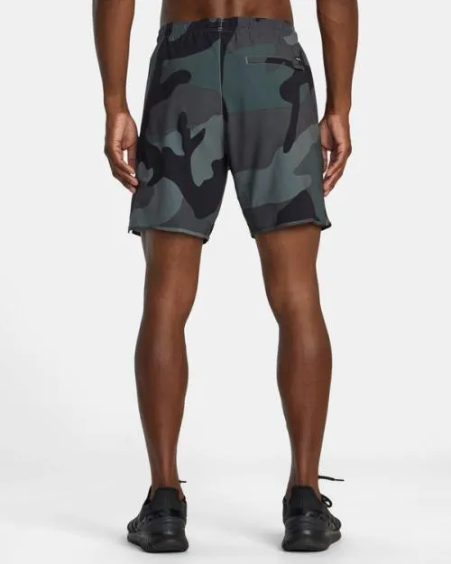 Rvca Yogger Stretch Elastic Waist Shorts 17034 Big Camo Men Athletic Shorts