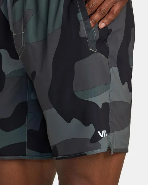 Rvca Yogger Stretch Elastic Waist Shorts 17034 Big Camo Men Athletic Shorts