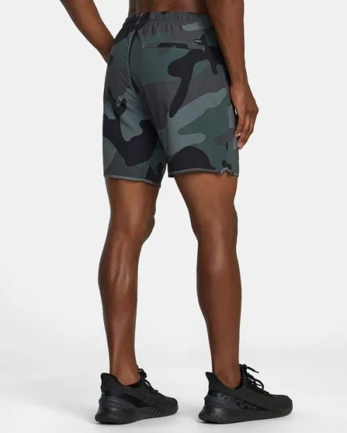 Rvca Yogger Stretch Elastic Waist Shorts 17034 Big Camo Men Athletic Shorts