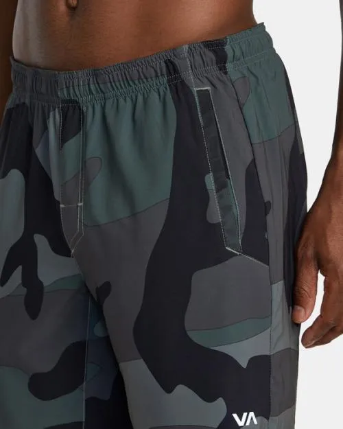 Rvca Yogger Stretch Elastic Waist Shorts 17034 Big Camo Men Athletic Shorts