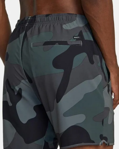 Rvca Yogger Stretch Elastic Waist Shorts 17034 Big Camo Men Athletic Shorts