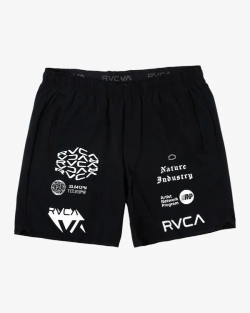 Rvca Yogger Stretch Elastic Waist Shorts 17034 Black All Brand Men Athletic Shorts