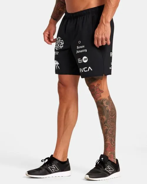 Rvca Yogger Stretch Elastic Waist Shorts 17034 Black All Brand Men Athletic Shorts