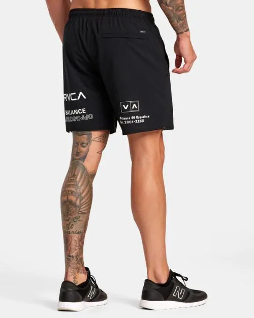 Rvca Yogger Stretch Elastic Waist Shorts 17034 Black All Brand Men Athletic Shorts