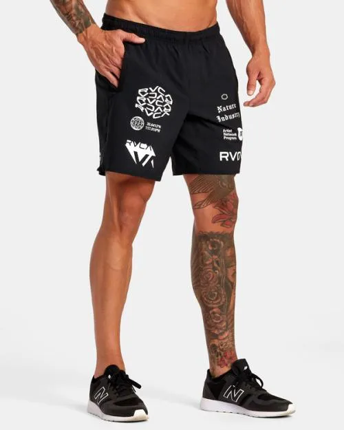 Rvca Yogger Stretch Elastic Waist Shorts 17034 Black All Brand Men Athletic Shorts