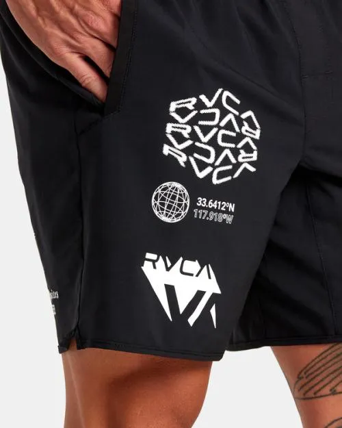 Rvca Yogger Stretch Elastic Waist Shorts 17034 Black All Brand Men Athletic Shorts