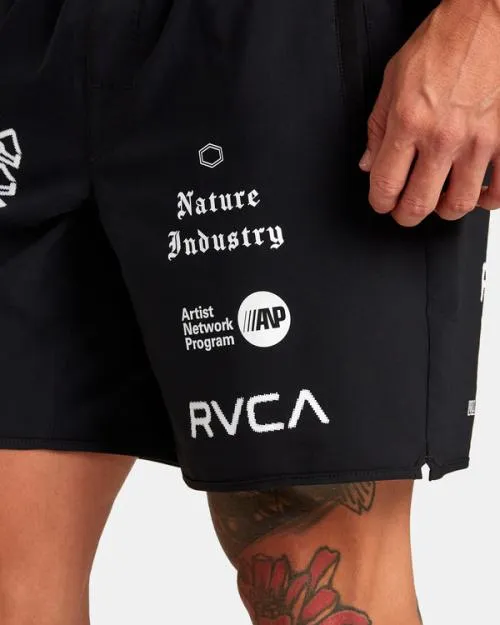 Rvca Yogger Stretch Elastic Waist Shorts 17034 Black All Brand Men Athletic Shorts