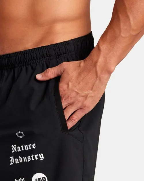 Rvca Yogger Stretch Elastic Waist Shorts 17034 Black All Brand Men Athletic Shorts