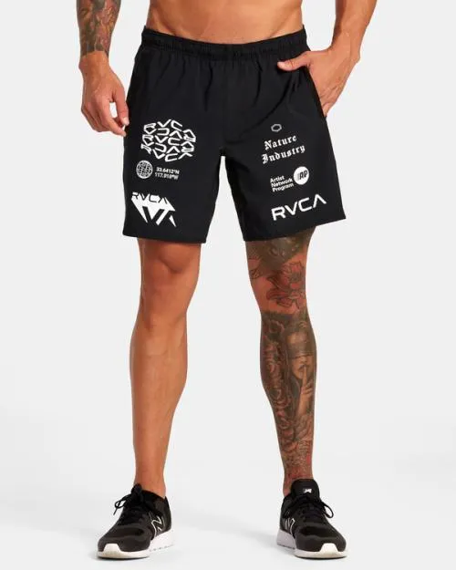 Rvca Yogger Stretch Elastic Waist Shorts 17034 Black All Brand Men Athletic Shorts