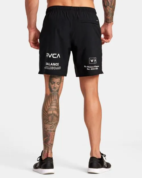 Rvca Yogger Stretch Elastic Waist Shorts 17034 Black All Brand Men Athletic Shorts