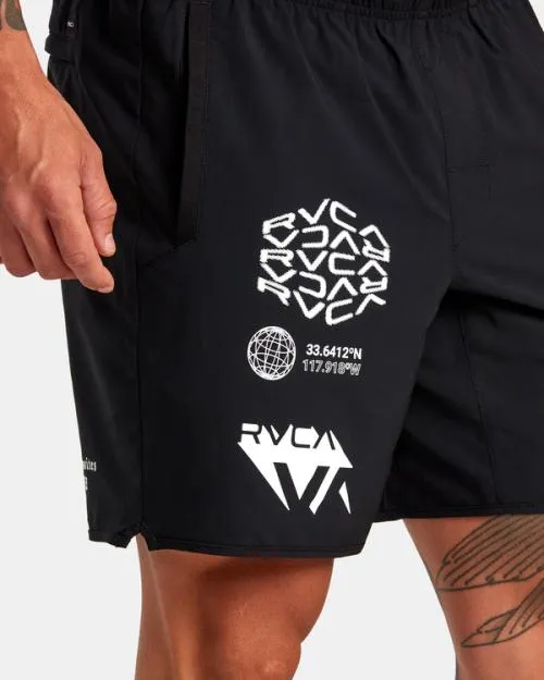 Rvca Yogger Stretch Elastic Waist Shorts 17034 Black All Brand Men Athletic Shorts