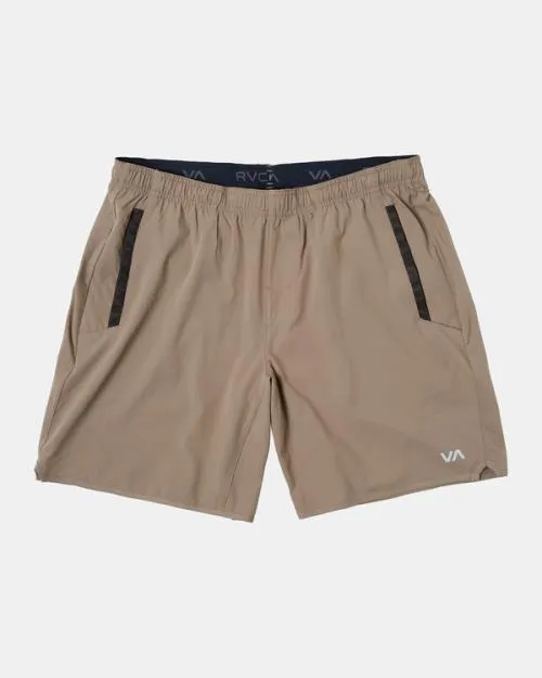 Rvca Yogger Stretch Elastic Waist Shorts 17034 Dark Khaki Men Athletic Shorts