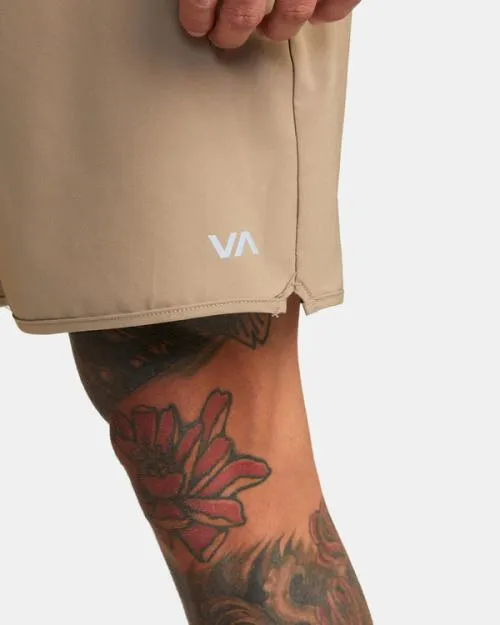 Rvca Yogger Stretch Elastic Waist Shorts 17034 Dark Khaki Men Athletic Shorts