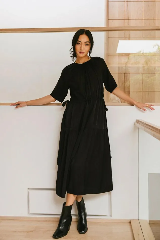 Sadie Midi Dress In Black Black Women Bohme Dresses