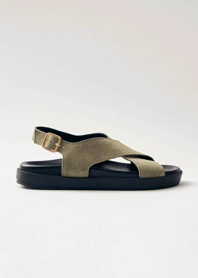 Sandals Women ALOHAS Nico Suede Khaki Leather Sandals