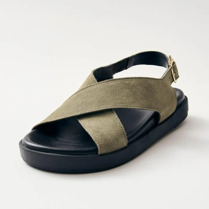 Sandals Women ALOHAS Nico Suede Khaki Leather Sandals