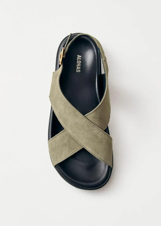 Sandals Women ALOHAS Nico Suede Khaki Leather Sandals