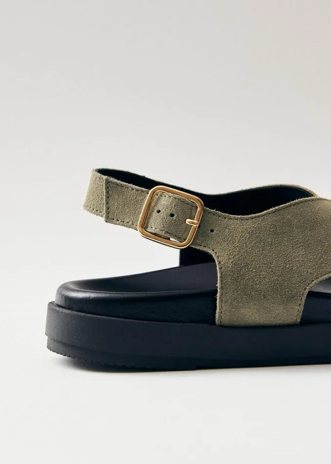 Sandals Women ALOHAS Nico Suede Khaki Leather Sandals