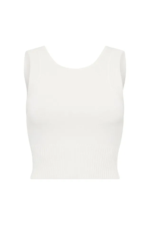 Saoirse Scoop Back Neck Top Ivory Women Aje Body 038 Crepe Knit