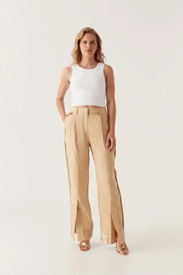 Saoirse Scoop Back Neck Top Ivory Women Aje Body 038 Crepe Knit