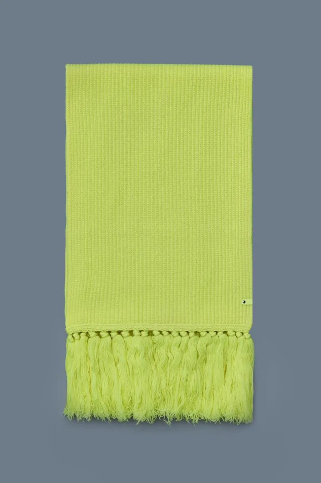 Scarves Men Mackage MONA Rectangular Wool Scarf With Fringed Ends Neon