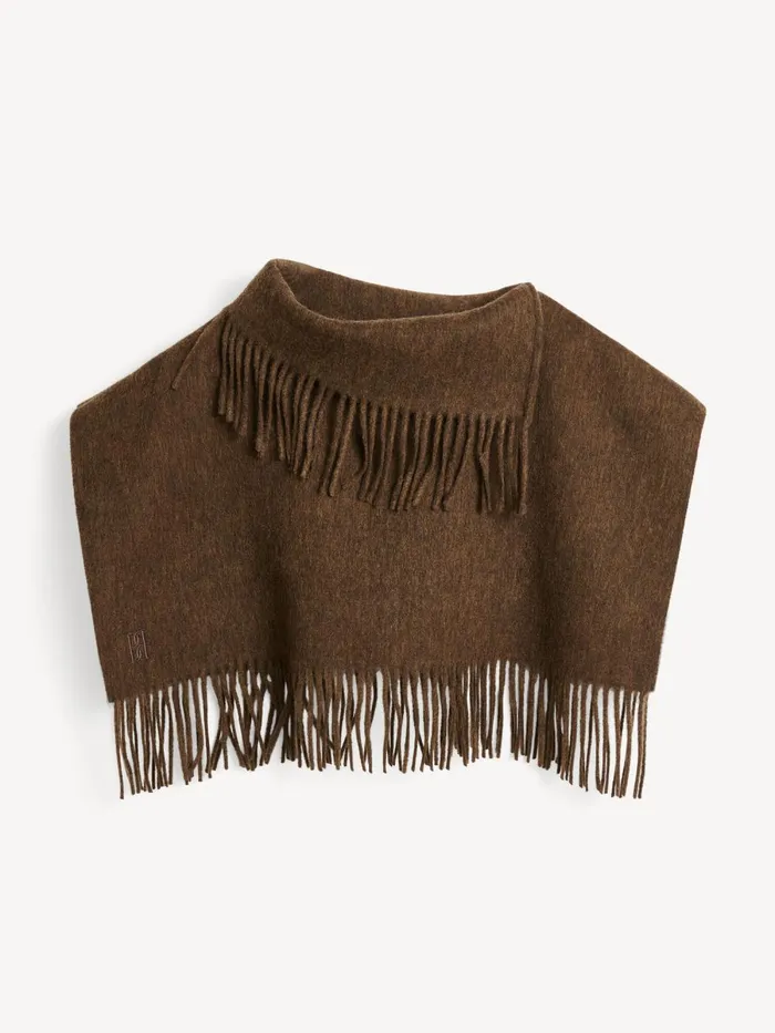 Scarves Women By Malene Birger Turtla Wool Fringe Bib Shitake