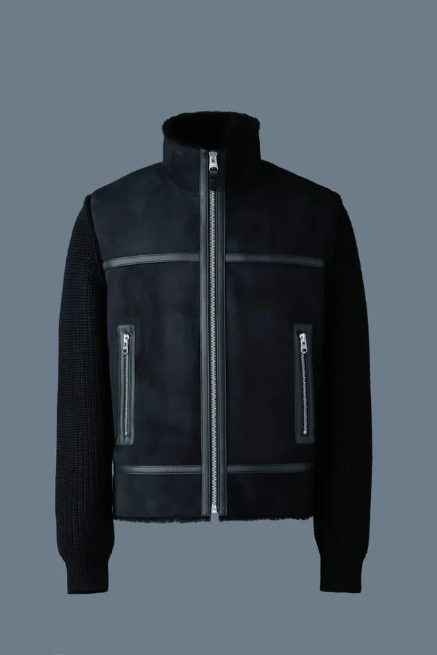 Shearling Jackets Men Mackage JONATHAN Mixedmedia Shearling Jacket Light Camelnatural