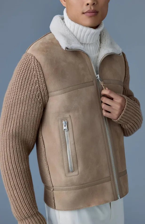 Shearling Jackets Men Mackage JONATHAN Mixedmedia Shearling Jacket Light Camelnatural Shearling Jackets Men Mackage JONATHAN Mixedmedia Shearling Jacket Light Camelnatural