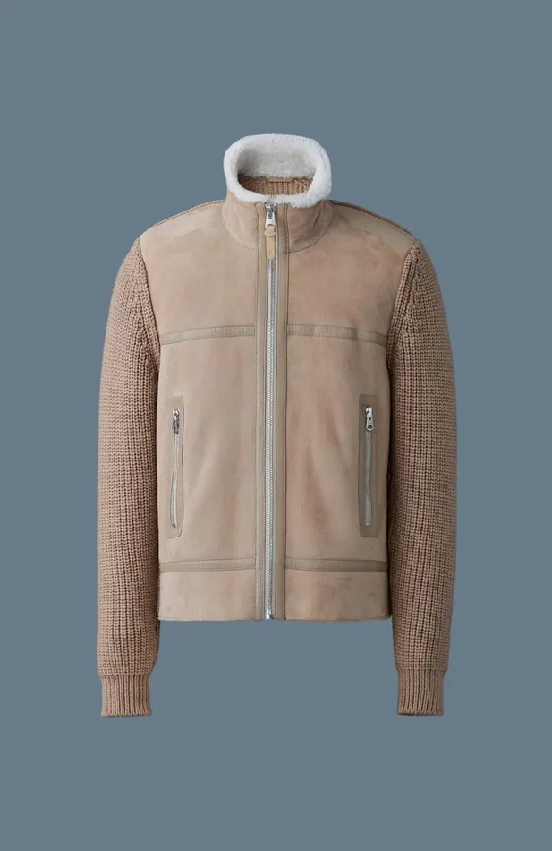 Shearling Jackets Men Mackage JONATHAN Mixedmedia Shearling Jacket Light Camelnatural Shearling Jackets Men Mackage JONATHAN Mixedmedia Shearling Jacket Light Camelnatural