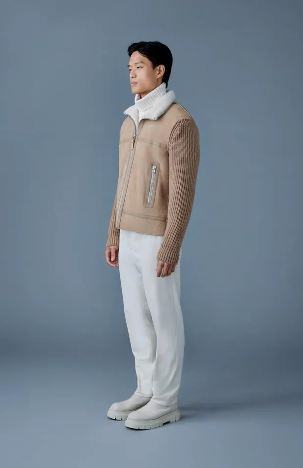 Shearling Jackets Men Mackage JONATHAN Mixedmedia Shearling Jacket Light Camelnatural Shearling Jackets Men Mackage JONATHAN Mixedmedia Shearling Jacket Light Camelnatural