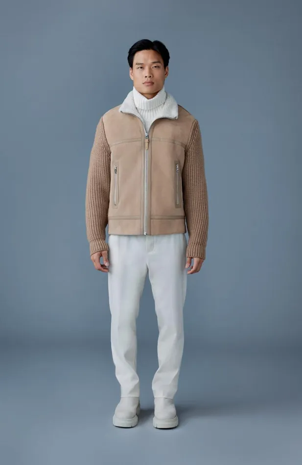 Shearling Jackets Men Mackage JONATHAN Mixedmedia Shearling Jacket Light Camelnatural Shearling Jackets Men Mackage JONATHAN Mixedmedia Shearling Jacket Light Camelnatural